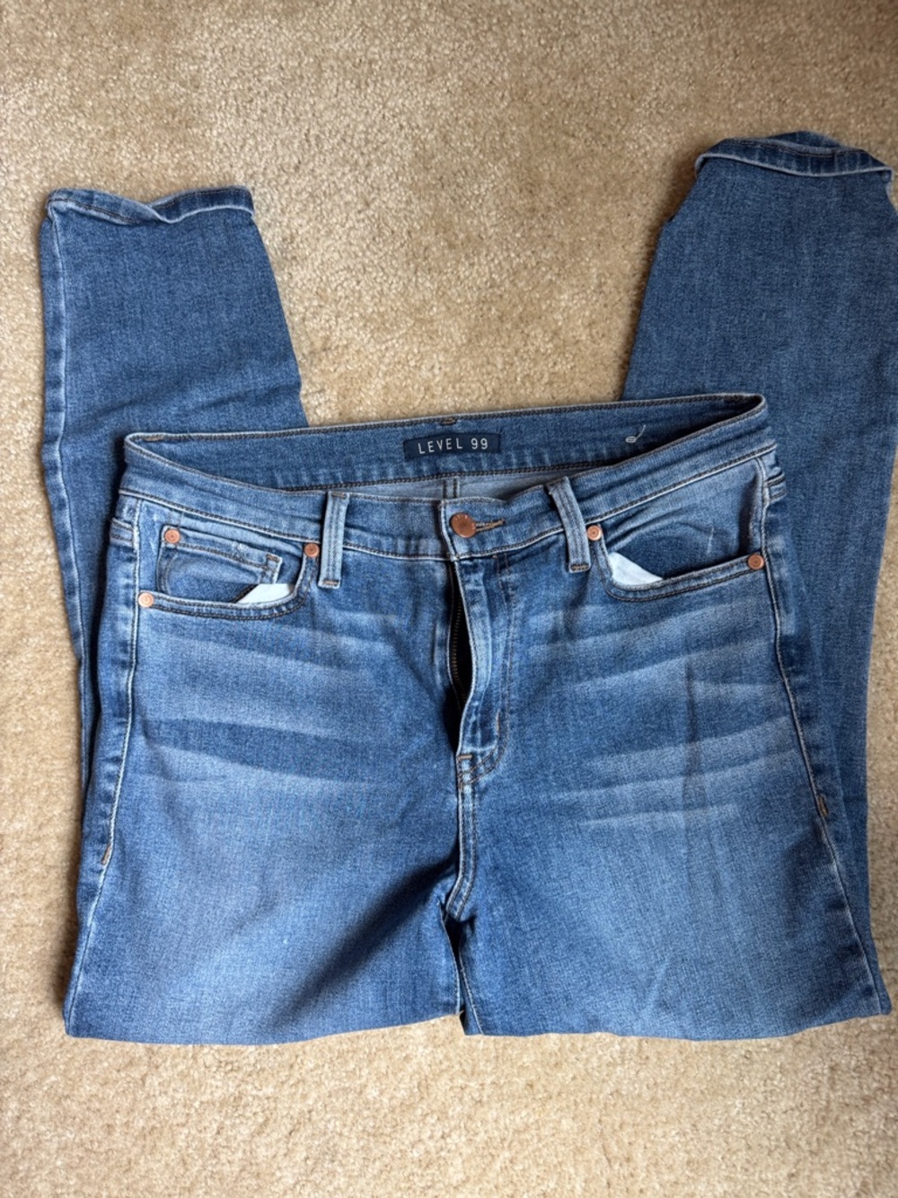 Level 99 Women's Blue Skinny Jeans - Faded Medium Wash